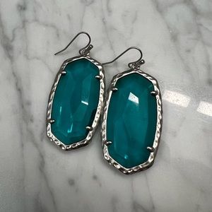teal glass + silver kendra scott earrings